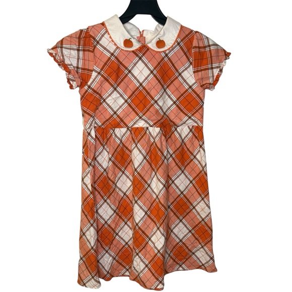 Gymboree Orange Plaid Fall Dress w/ Pumpkin Detail - Picture 1 of 4